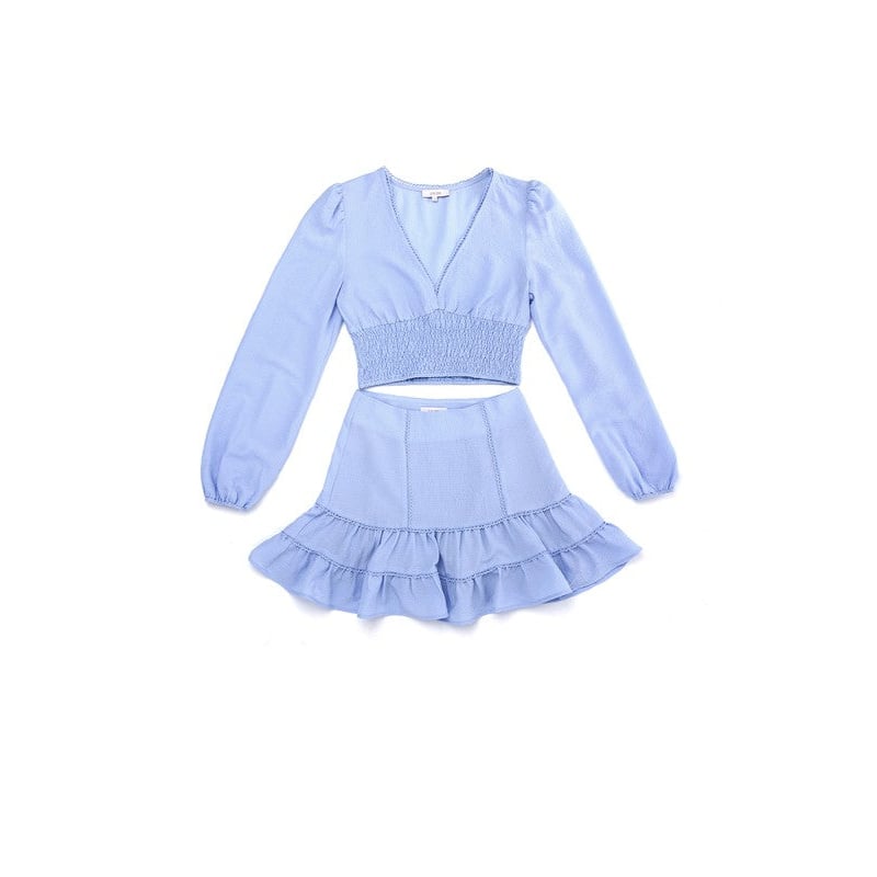 Lace trimmed smocking blouse and skirt set Image 9