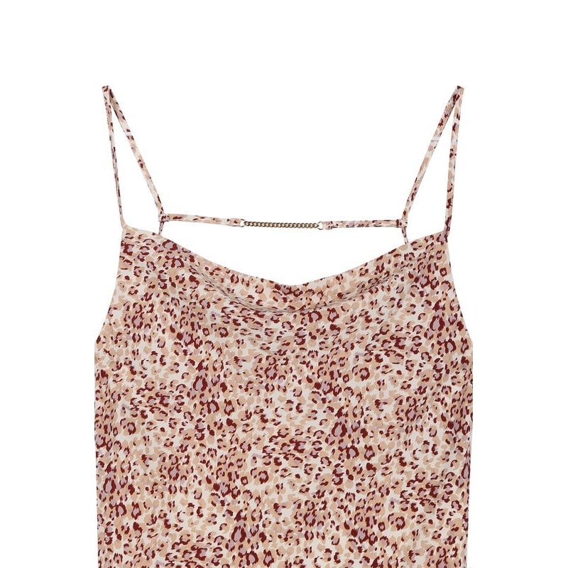 Leopard cami dress with chain trim Image 11