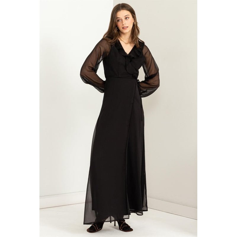 Lost In Love Ruffle Tie Waist Maxi Wrap Dress Image 9