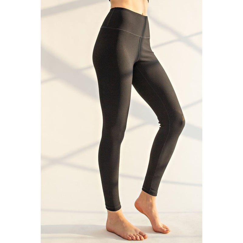 Nylon Rib Yoga Leggings Image 1