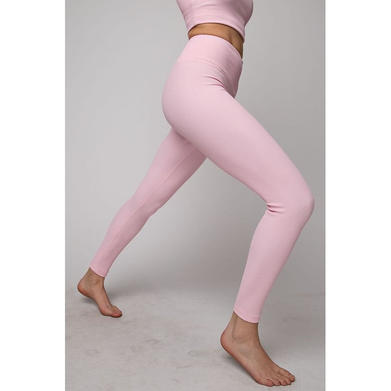 Nylon Rib Yoga Leggings Image 6