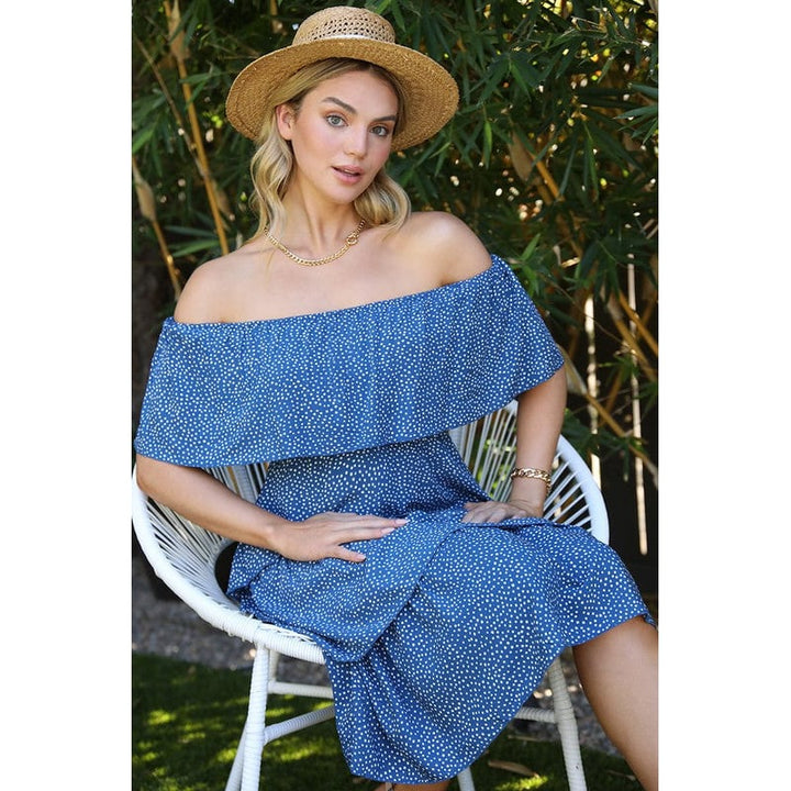 Off the Shoulder Three Layers Ruffle Dress Image 3