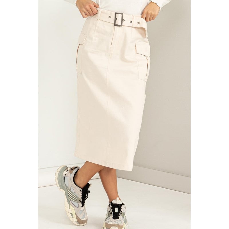 Professional Poise Buckled Belt Cargo Skirt Image 1