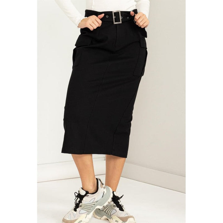 Professional Poise Buckled Belt Cargo Skirt Image 2