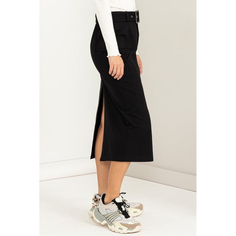 Professional Poise Buckled Belt Cargo Skirt Image 3