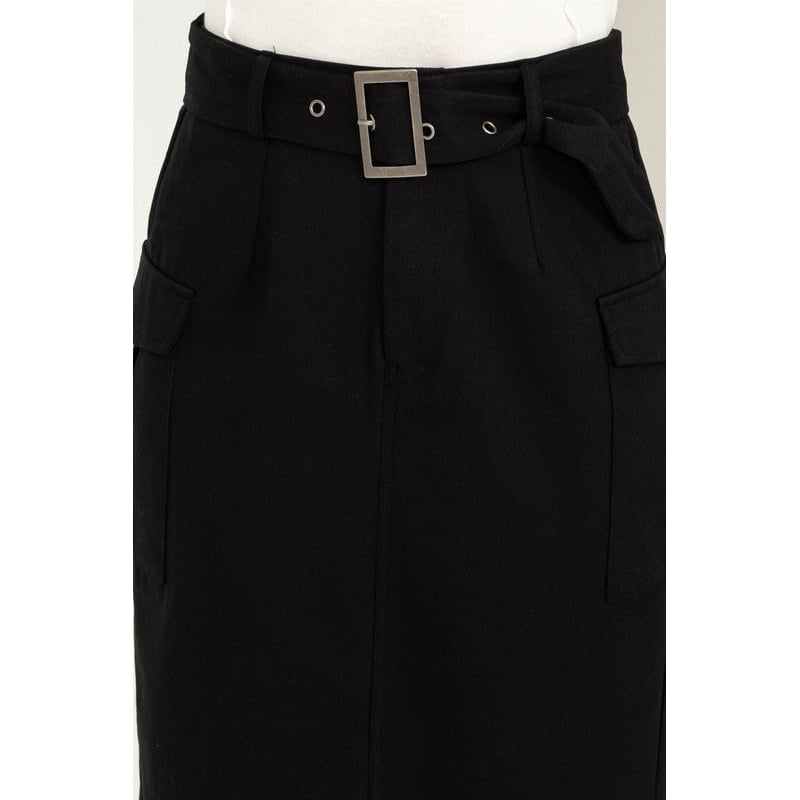 Professional Poise Buckled Belt Cargo Skirt Image 6