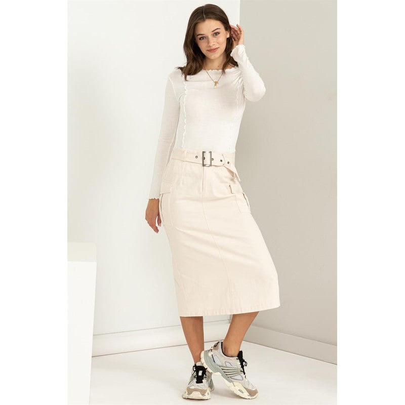 Professional Poise Buckled Belt Cargo Skirt Image 9