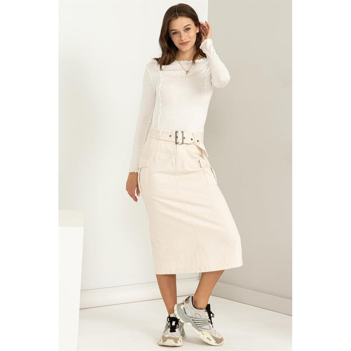 Professional Poise Buckled Belt Cargo Skirt Image 9