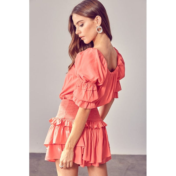 Puff Sleeve Smocked Waist Romper Image 9