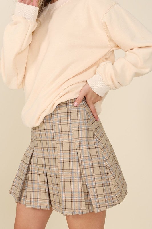 Plaid pleated mini skirt Image 1