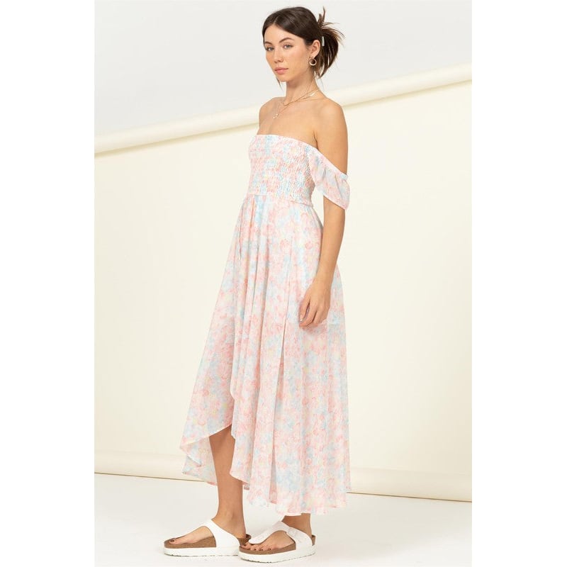 Pastel Florals Smocked Midi Dress Image 2