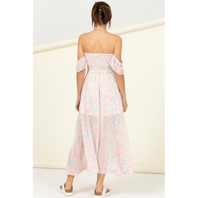 Pastel Florals Smocked Midi Dress Image 3