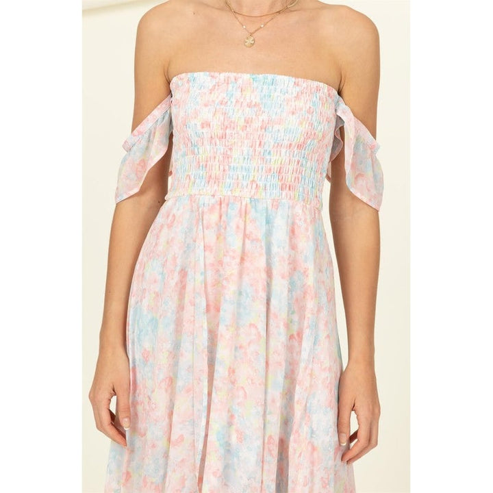 Pastel Florals Smocked Midi Dress Image 4