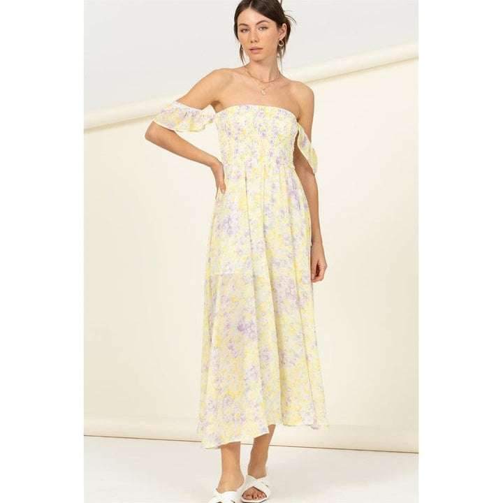 Pastel Florals Smocked Midi Dress Image 6