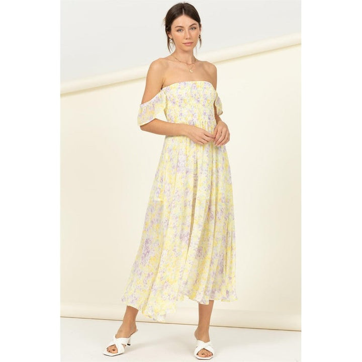 Pastel Florals Smocked Midi Dress Image 9