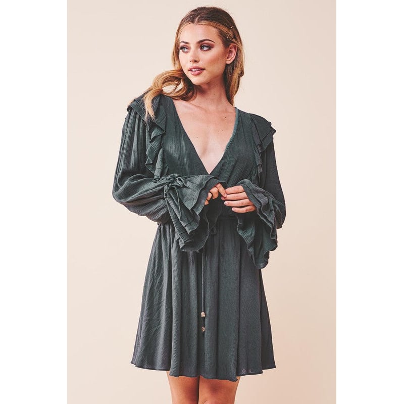 Ruffle Surplice Tied Mini Dress Image 1