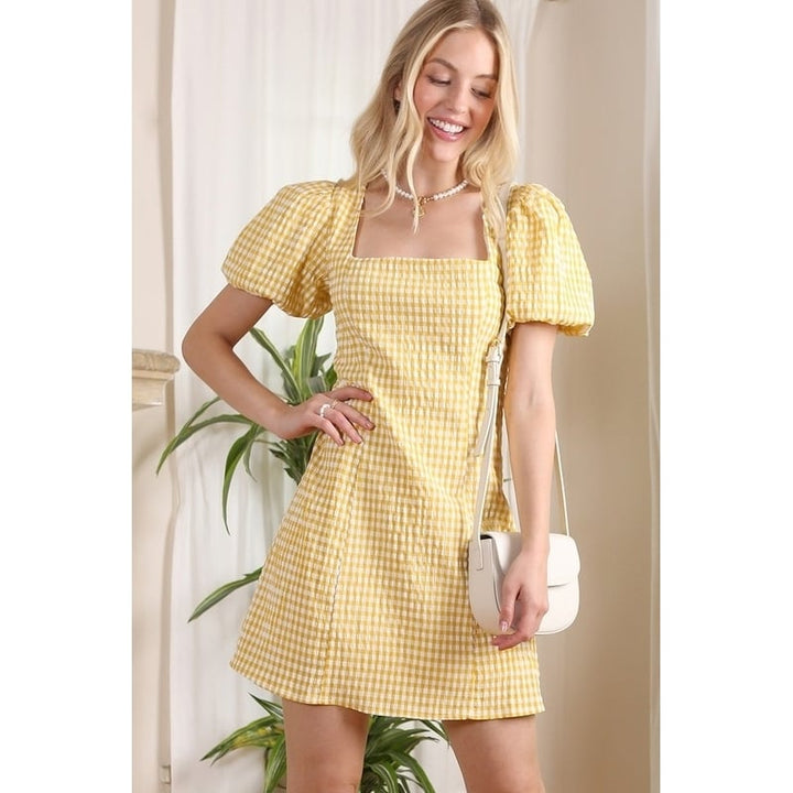 SS back strap dress - gingham Image 1