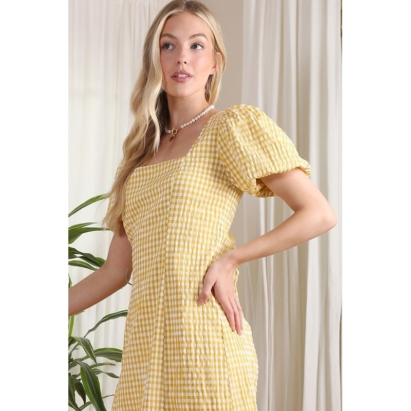 SS back strap dress - gingham Image 2