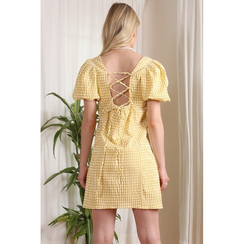 SS back strap dress - gingham Image 3