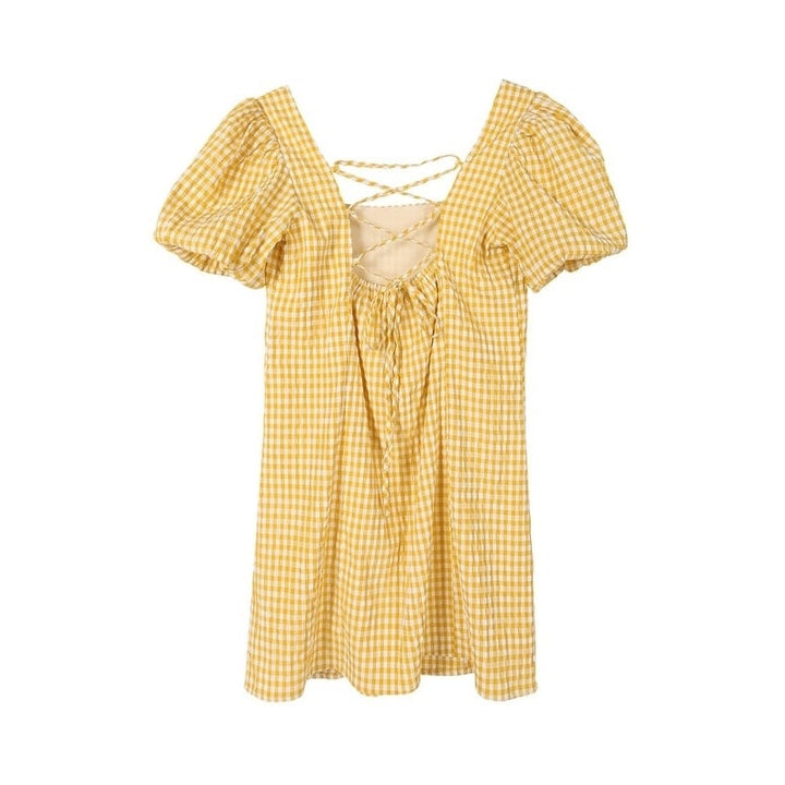 SS back strap dress - gingham Image 7