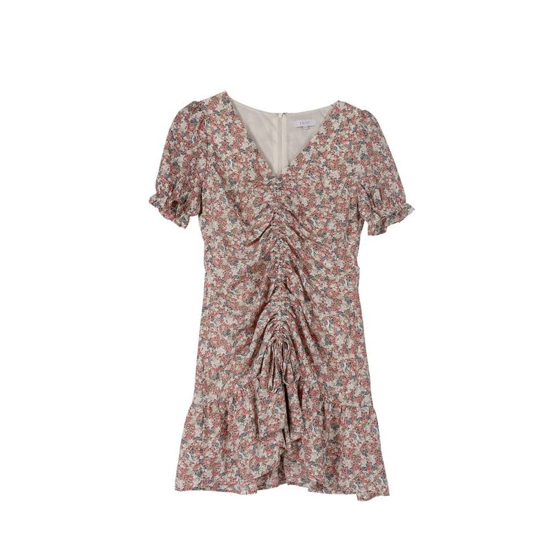 SS center shirred V neck dress Image 6