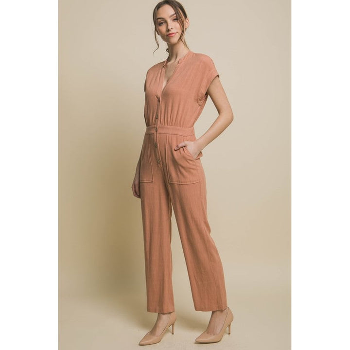 V-Neck Pocketed Jumpsuit Image 2