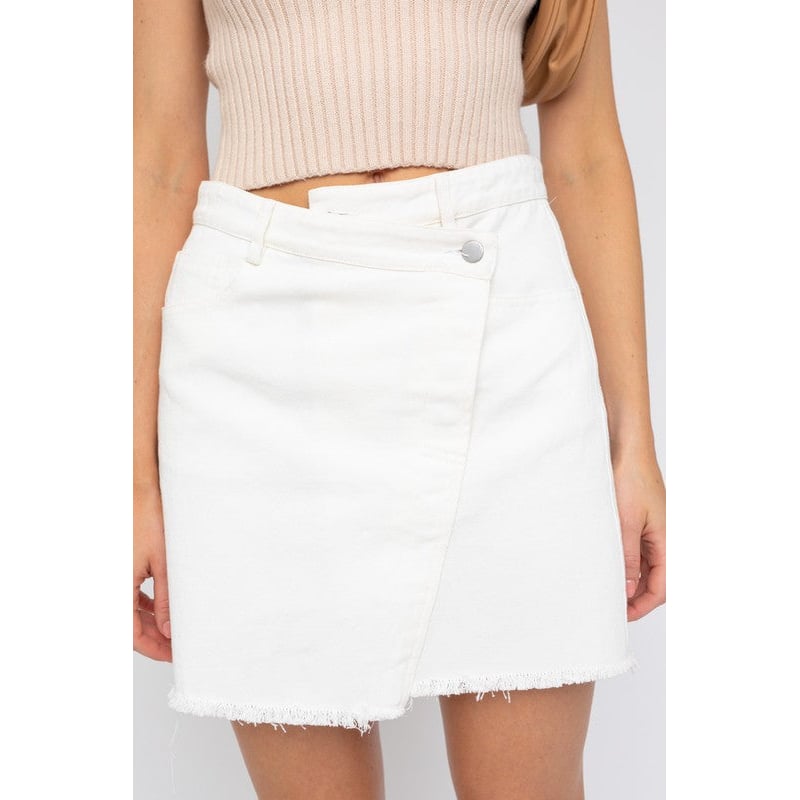 White Denim Mini Skirt Image 4