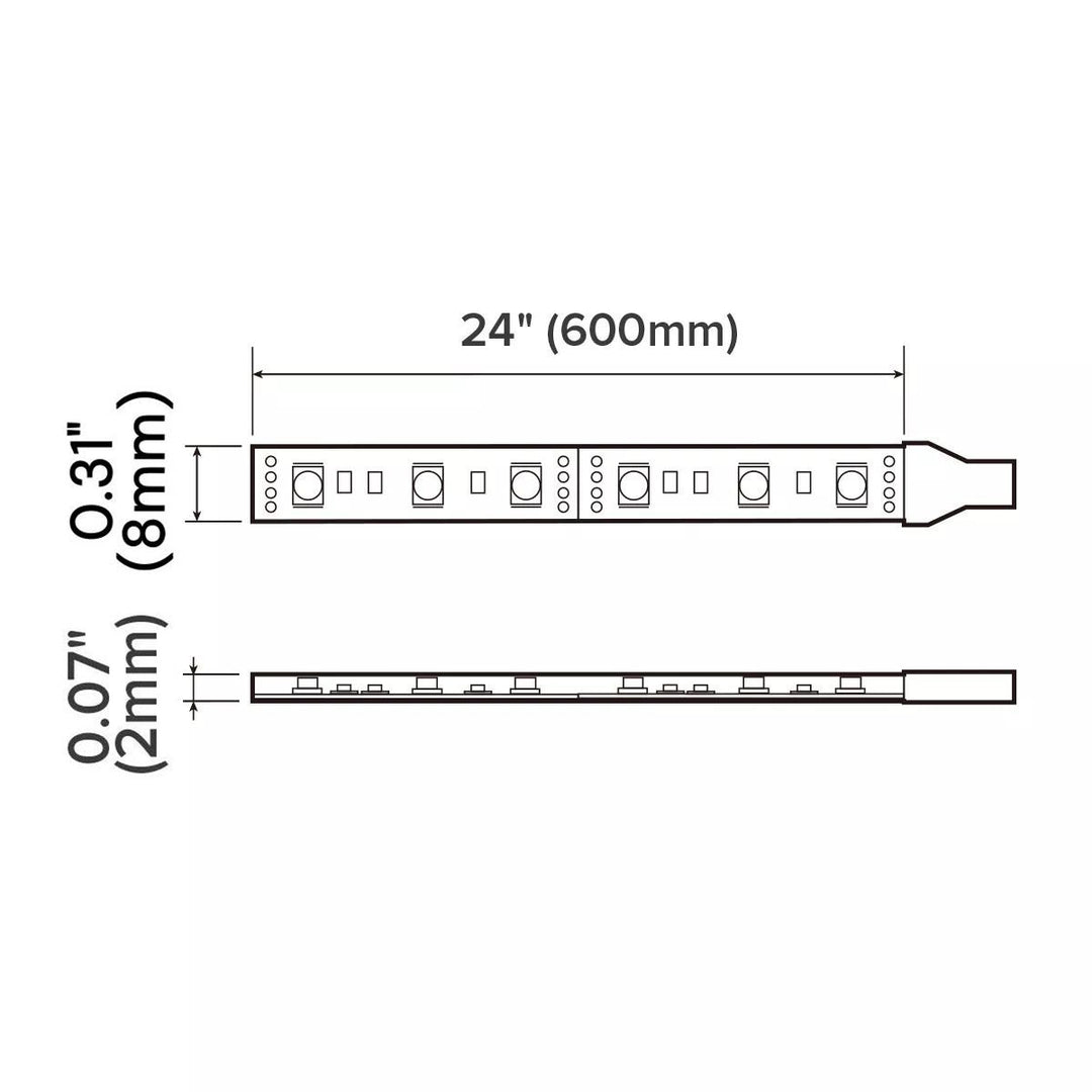 12V Amber Flexible LED Strip Light 24inch Waterproof RV Halloween Decoration Image 6