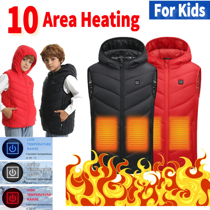 10 Zones Electric Heated Jackets USB Heating Vest for Kids Boys Girls Image 1