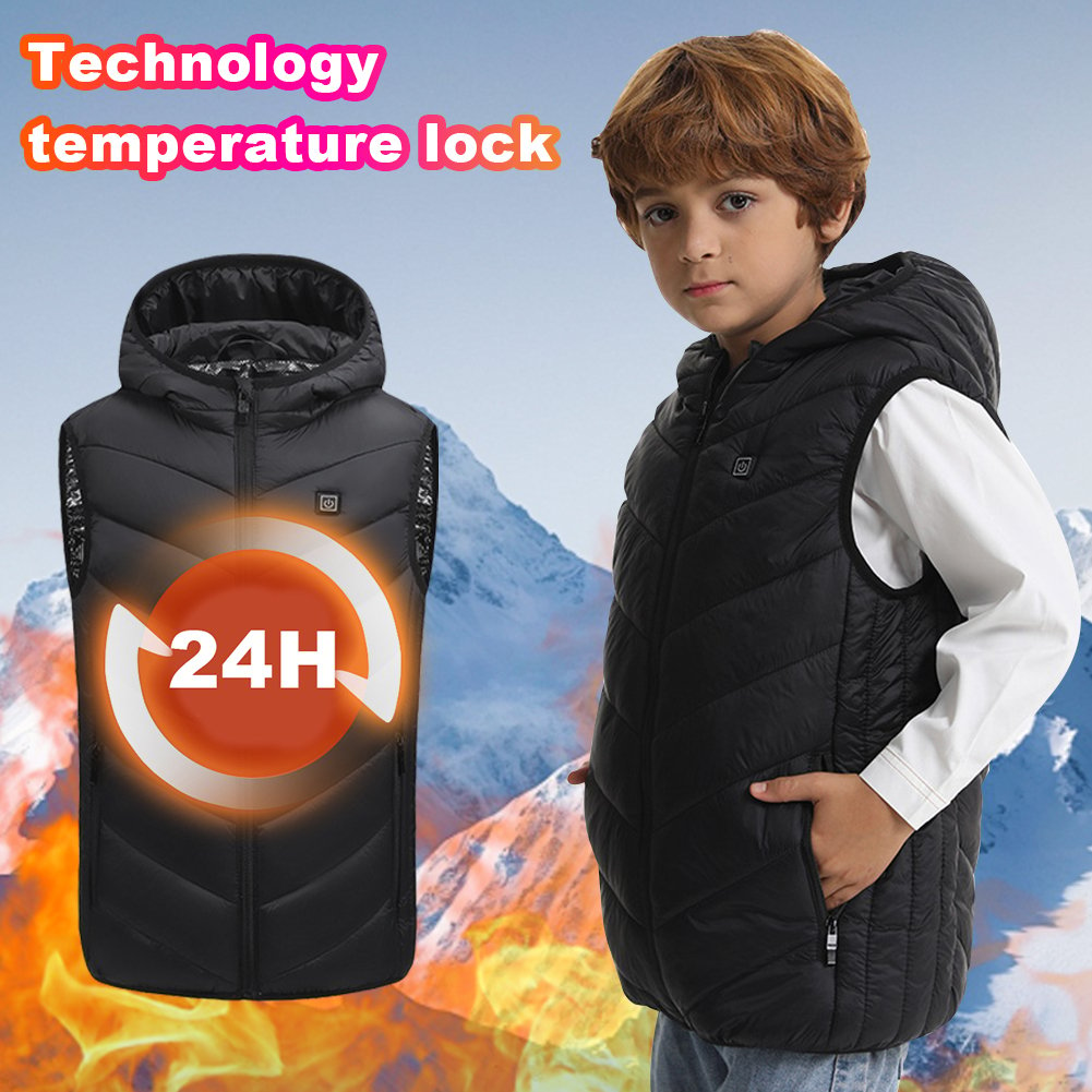 10 Zones Electric Heated Jackets USB Heating Vest for Kids Boys Girls Image 2