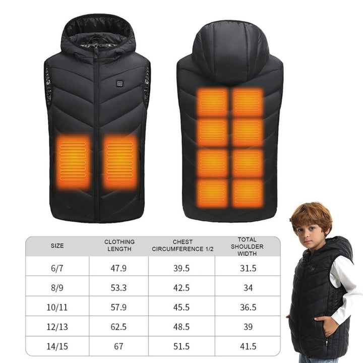 10 Zones Electric Heated Jackets USB Heating Vest for Kids Boys Girls Image 8