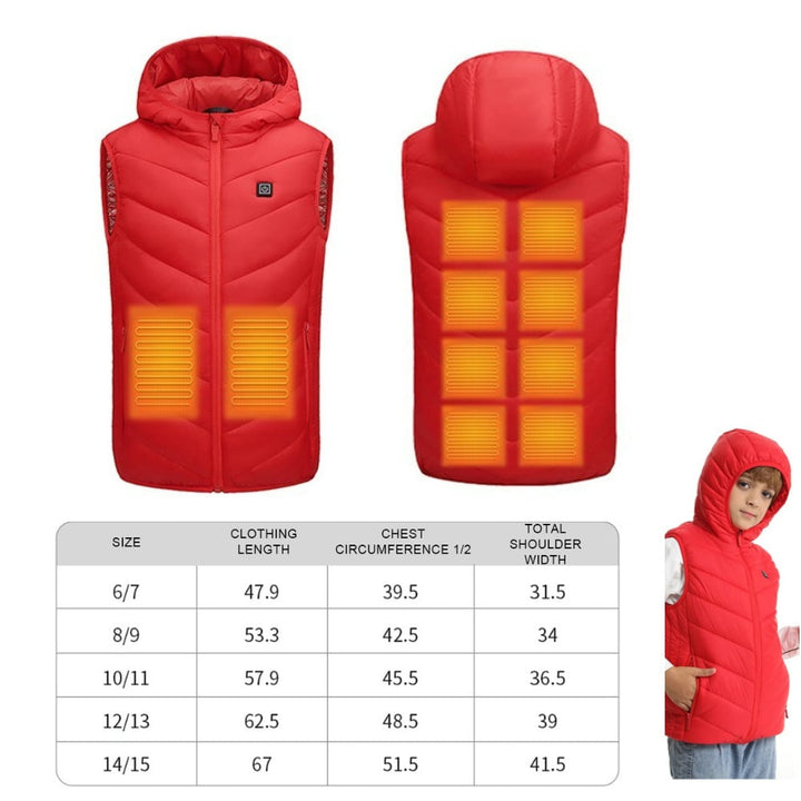 10 Zones Electric Heated Jackets USB Heating Vest for Kids Boys Girls Image 9