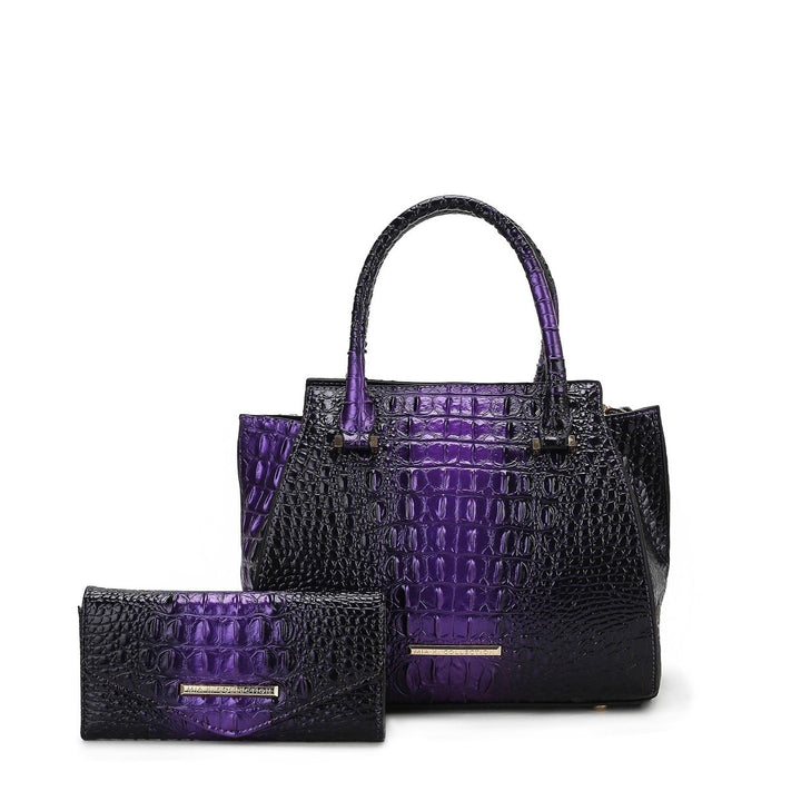 MKFCollection Bently Croc-Embossed Tote and Set - Vegan Leather Designer Handbag Image 4