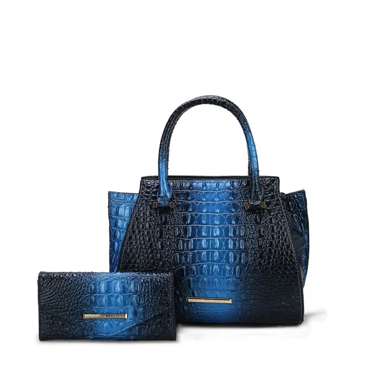 MKFCollection Bently Croc-Embossed Tote and Set - Vegan Leather Designer Handbag Image 6