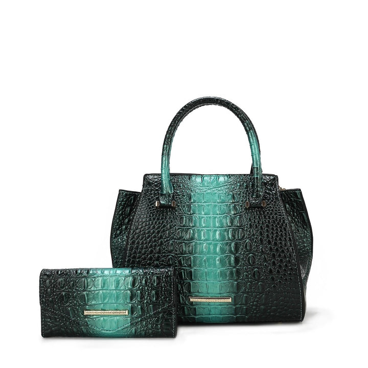 MKFCollection Bently Croc-Embossed Tote and Set - Vegan Leather Designer Handbag Image 8