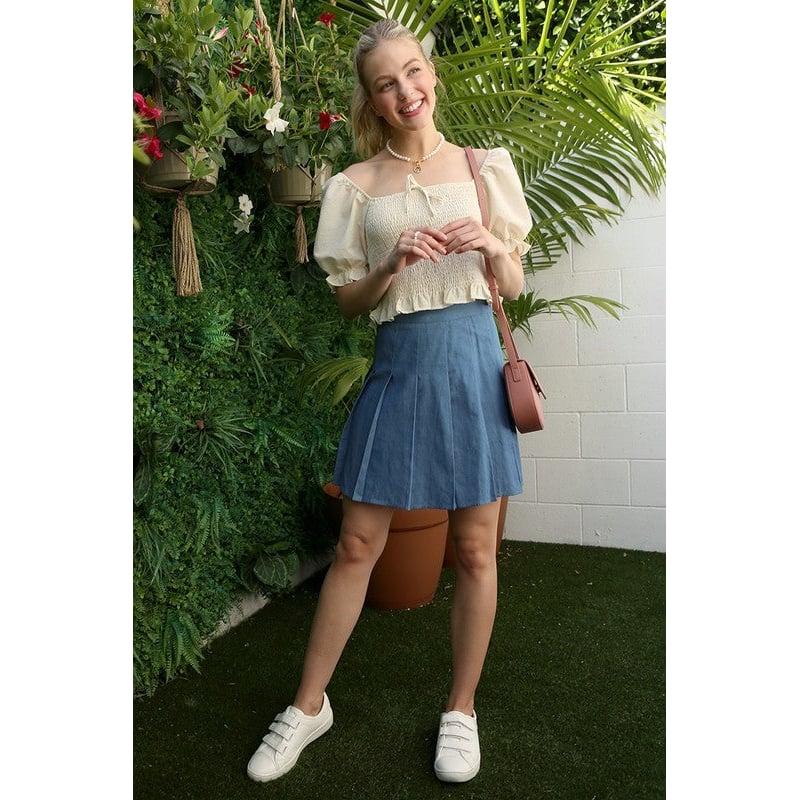 High waisted blue tennis skirt Image 2