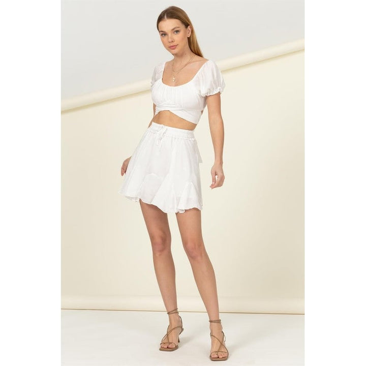 Not Your Girl Drawstring Ruffled Mini Skirt Image 10