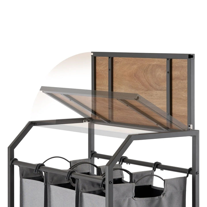 Trinity 3 Bag Laundry Cart with Flip-up Top Image 3