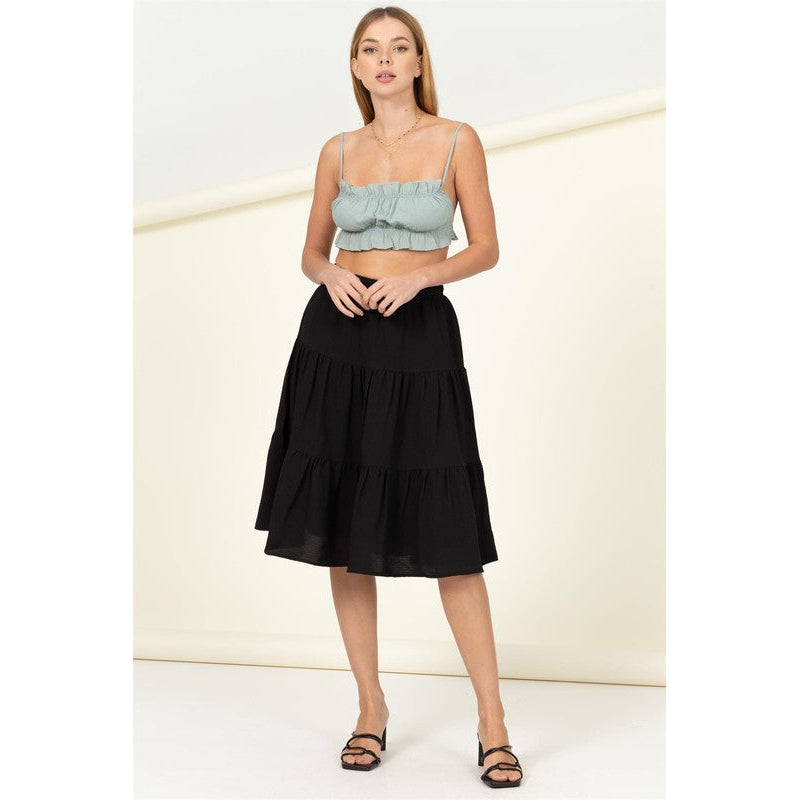 Call It a Day Tiered Midi Skirt Image 9