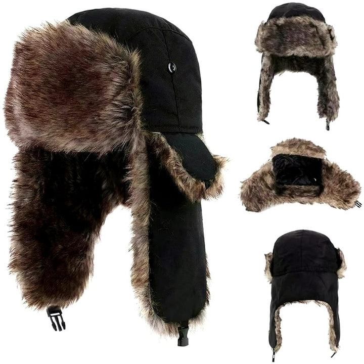 Mens Winter Trapper Aviator Trooper Earflap Warm Waterproof Ski Hat Image 1