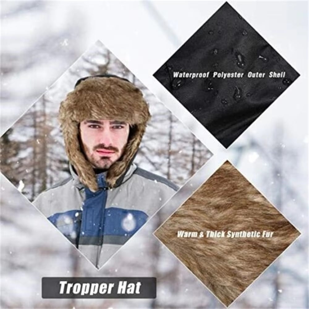 Mens Winter Trapper Aviator Trooper Earflap Warm Waterproof Ski Hat Image 2