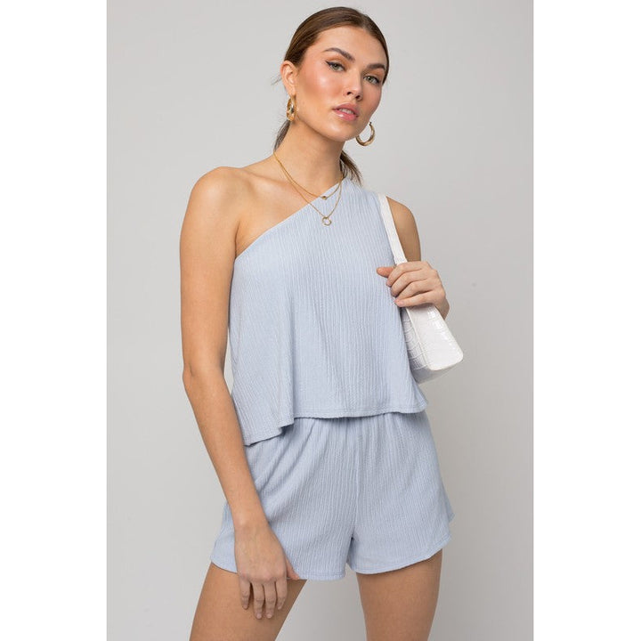 Sleeveless One Shoulder Layered Top Romper Image 2