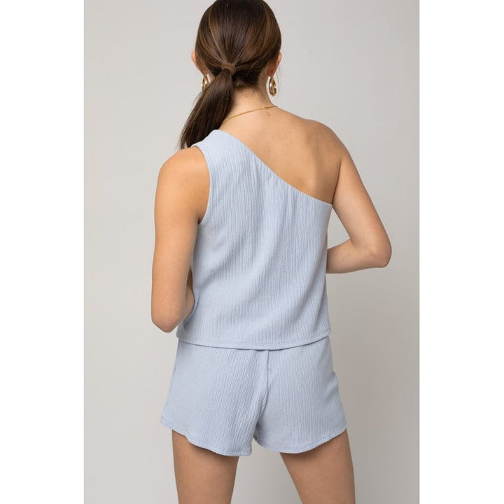 Sleeveless One Shoulder Layered Top Romper Image 4