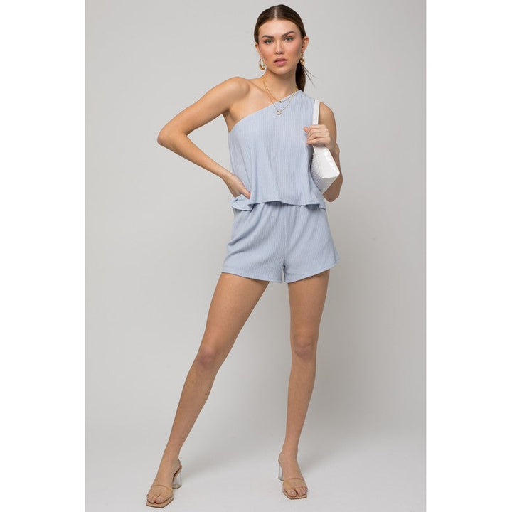 Sleeveless One Shoulder Layered Top Romper Image 4