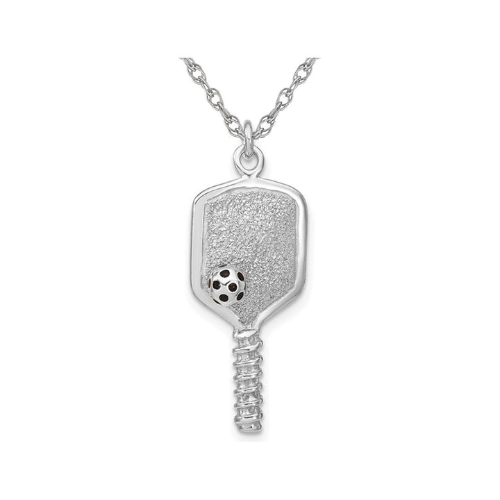 Sterling Silver Pickleball Paddle and Ball Charm Pendant with Chain Image 1