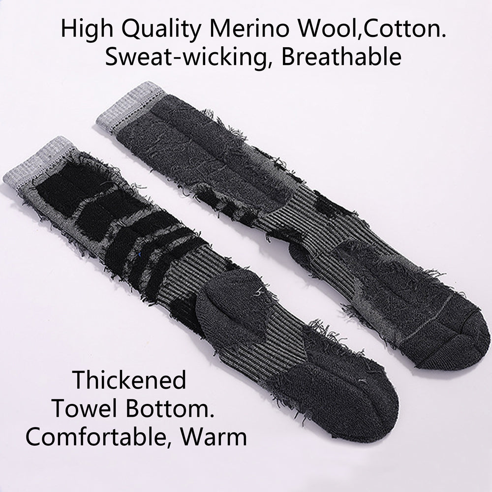 1 Pair Merino Wool Cotton Winter Men Warm Ski Socks Thicker Sports Snowboard Cycling Soccer Socks High Elastic Thermal Image 3