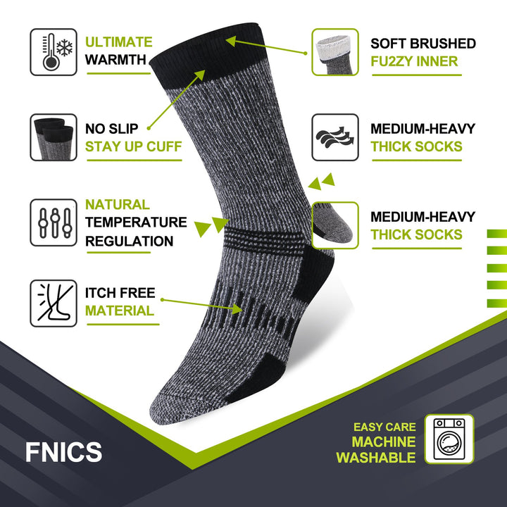 3 Pairs Men Women Merino Wool Crew Socks Thickened Thermal and Warm Socks for Winter Work Outdoor Hiking Running Sports Image 4