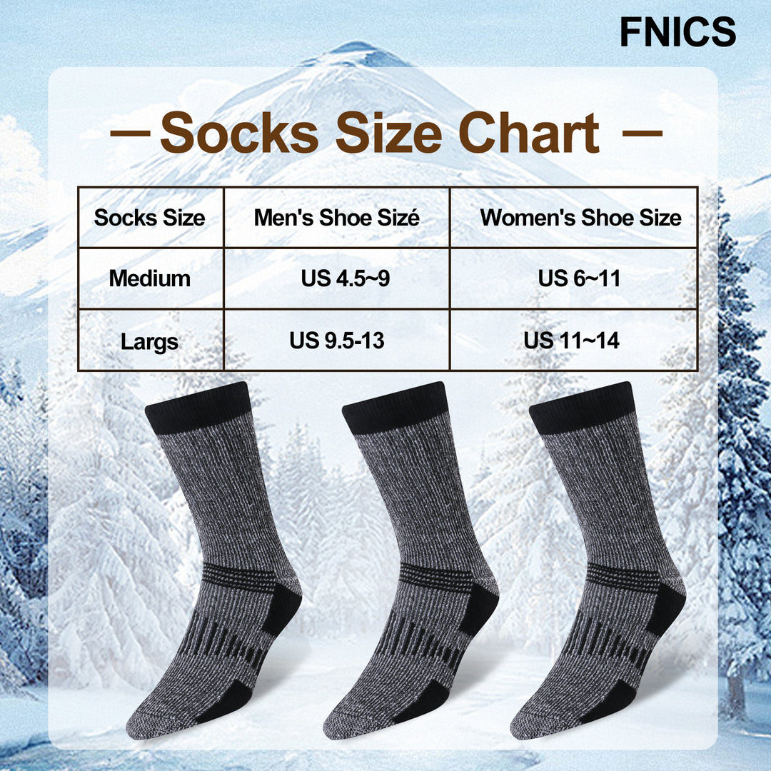 3 Pairs Men Women Merino Wool Crew Socks Thickened Thermal and Warm Socks for Winter Work Outdoor Hiking Running Sports Image 4