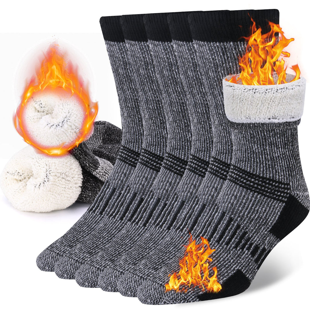 3 Pairs Men Women Merino Wool Crew Socks Thickened Thermal and Warm Socks for Winter Work Outdoor Hiking Running Sports Image 9