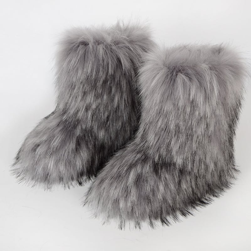 2023 Winter Faux faux Boots Women Warm Fluffy Snow Boots Luxury Footwear Female Furry Fox faux Bottes Fashion Winter Image 1